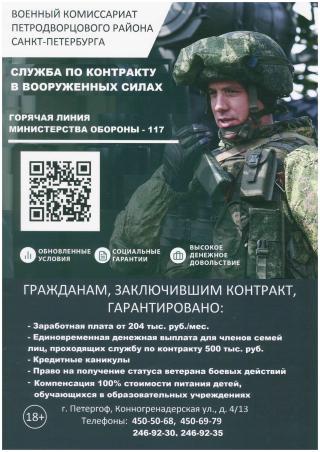 Военный комиссариат  Петродворцового района  Санкт-Петербурга информирует